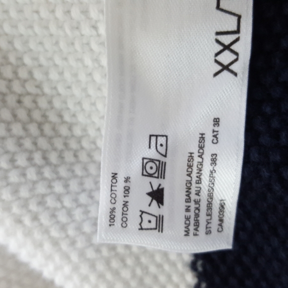 Sung Alfred Sung XXL 100% Cotton Long Sleeved Blue and White Nautical Top - Picture 6 of 6